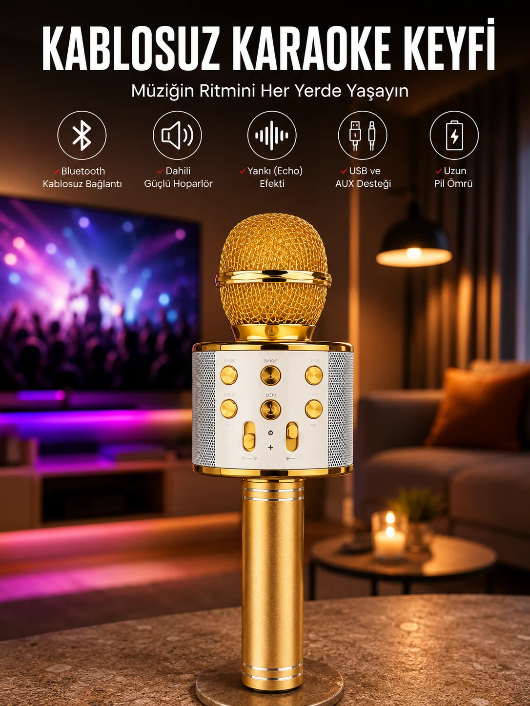 Taşınabilir Bluetooth Karaoke Mikrofon: Hafıza Kart Girişli, Etkileyici Performans Taşınabilir Bluetooth Karaoke Mikrofon: Hafıza Kart Girişli, Etkileyici Performans