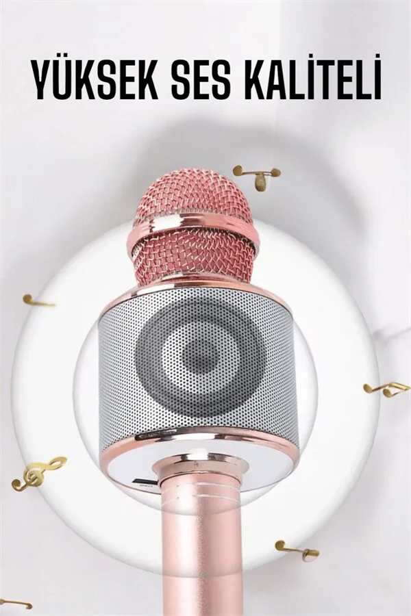Taşınabilir Bluetooth Karaoke Mikrofon - Hafıza Kart Girişli, Kablosuz Parti Ses Çözümü
