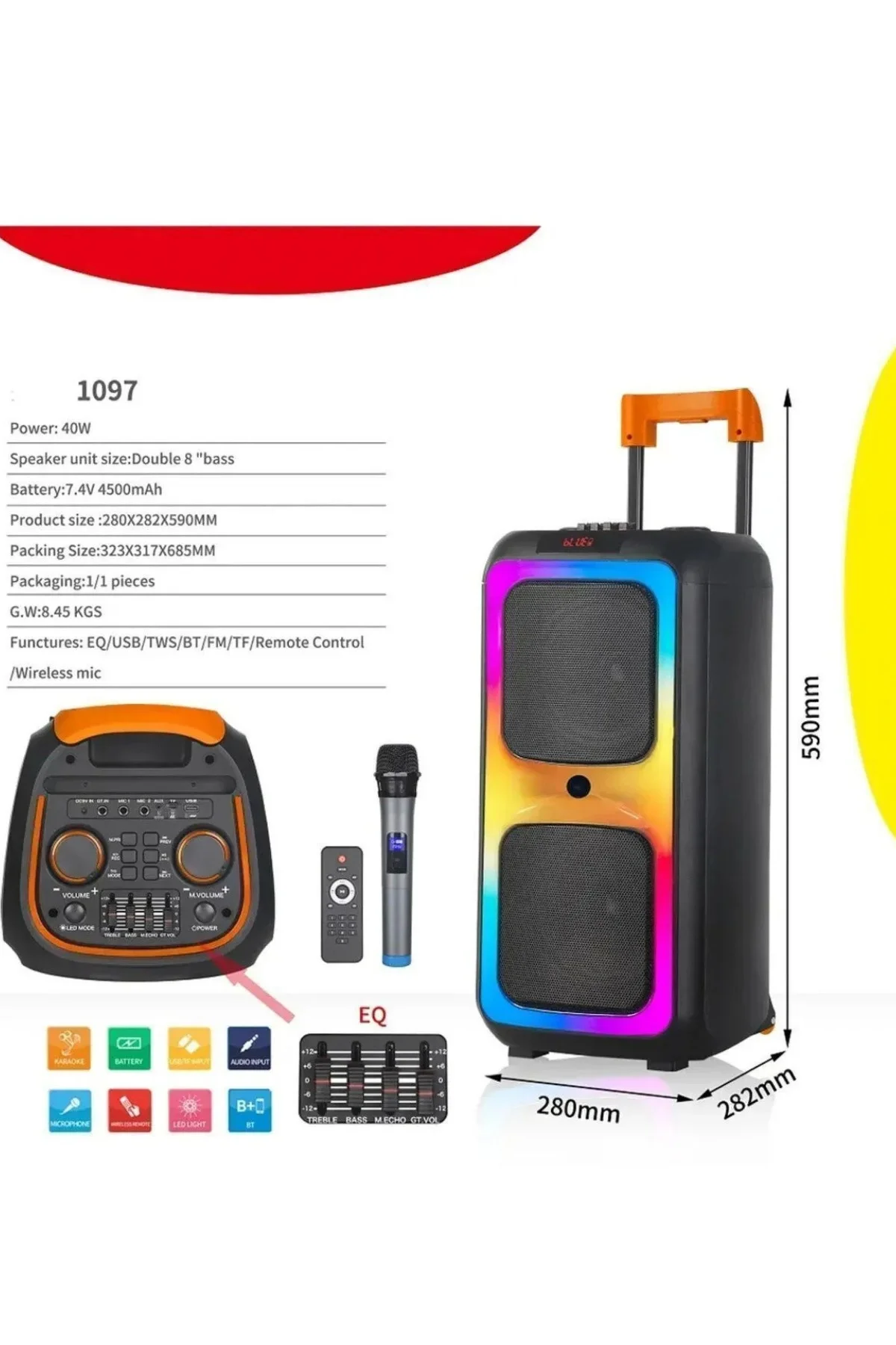 Taşınabilir Bluetooth Hoparlör - Renkli Işıklı, Suya Dayanıklı ve Çoklu Bağlantı Özellikli