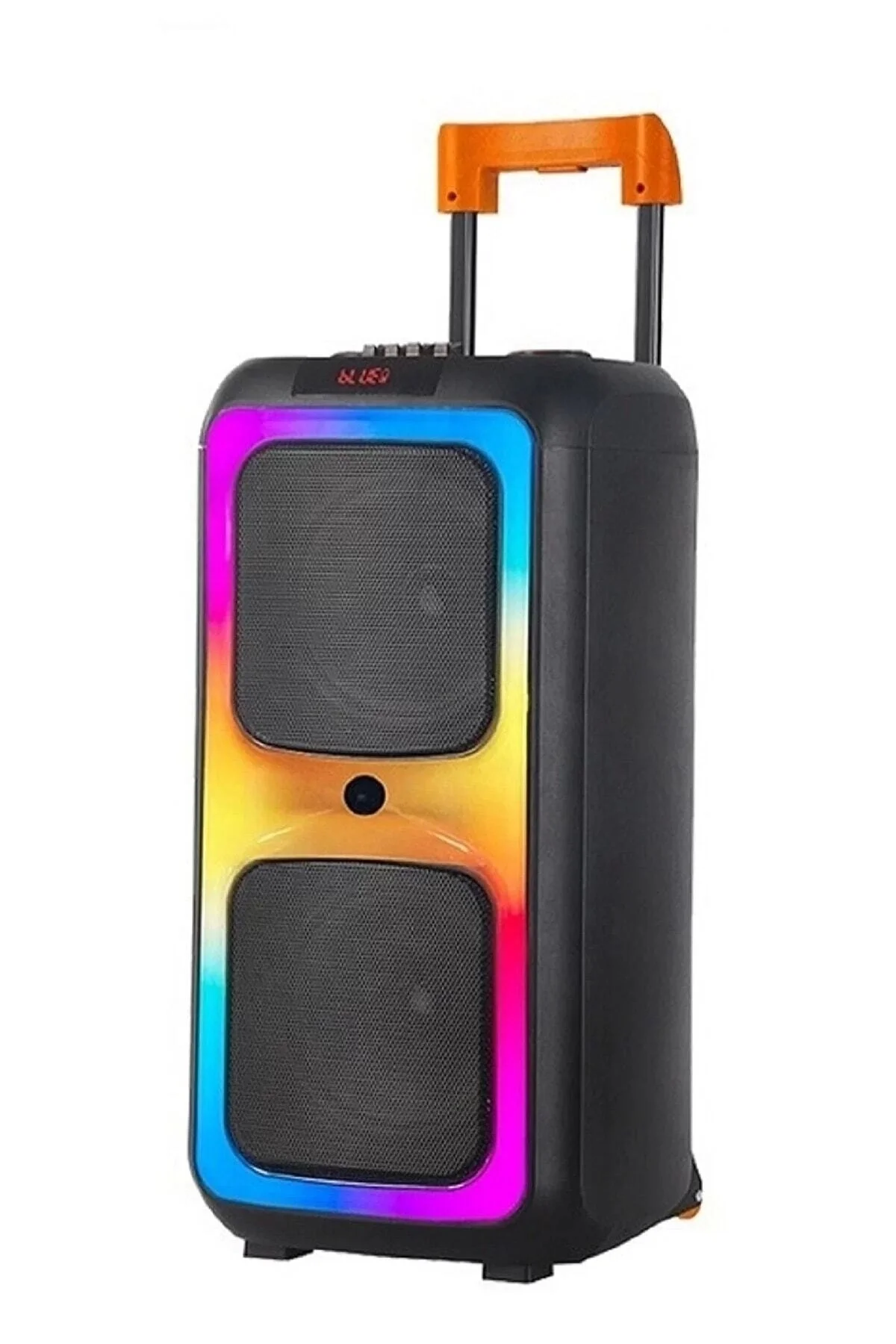 Taşınabilir Büyük Boy RGB Işıklı Kablosuz Mikrofonlu Hoparlör, Siyah Renk Seçeneği