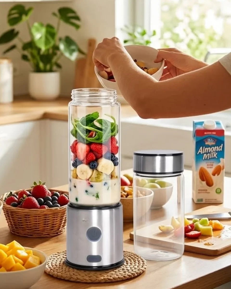 Taşınabilir Cam Blender 450ml 350ml - USB Şarjlı Smoothie & Buz Kırıcı