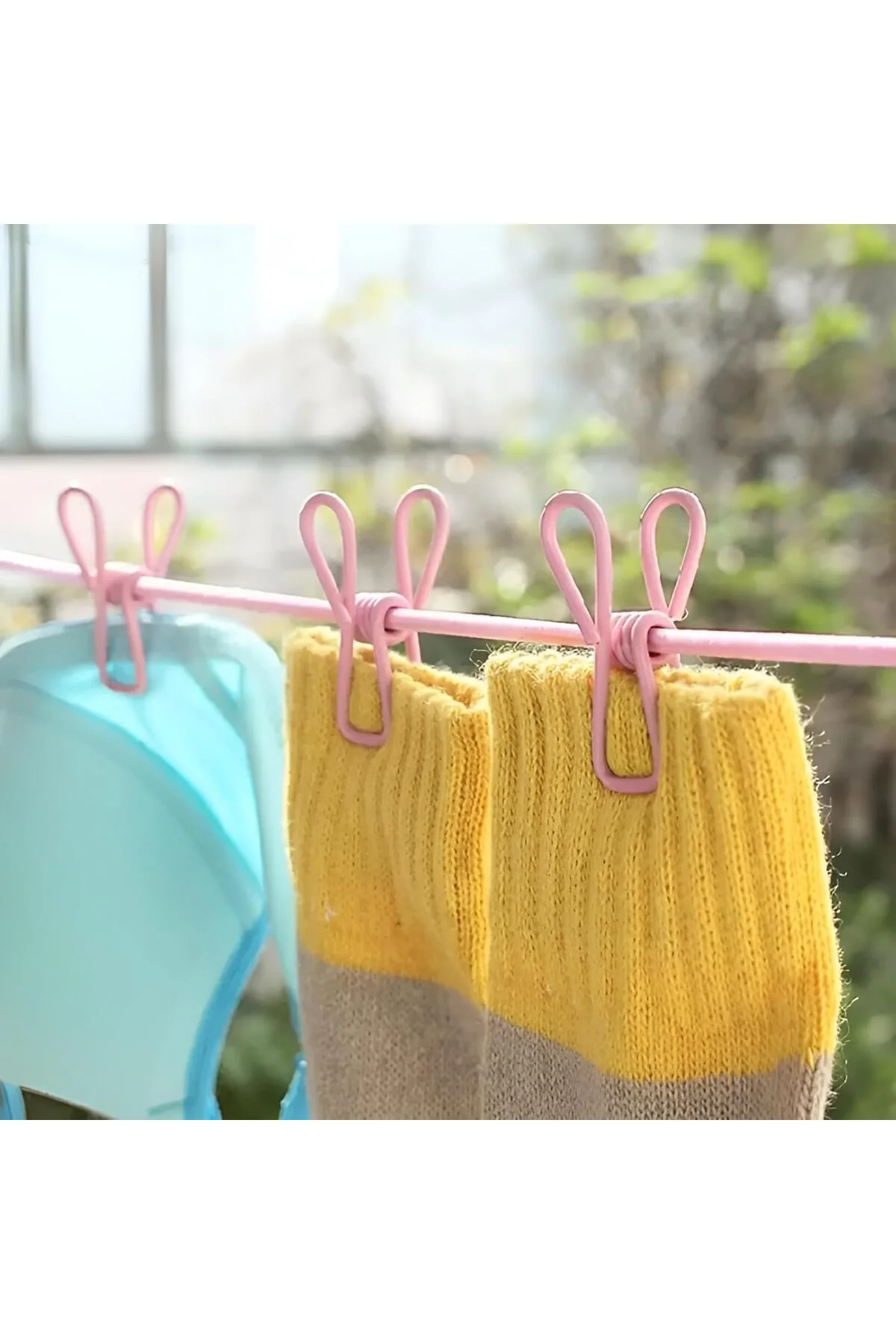 Taşınabilir Çamaşır İpi ve Mandal Seti Ev Balkon Banyo İçin Prati