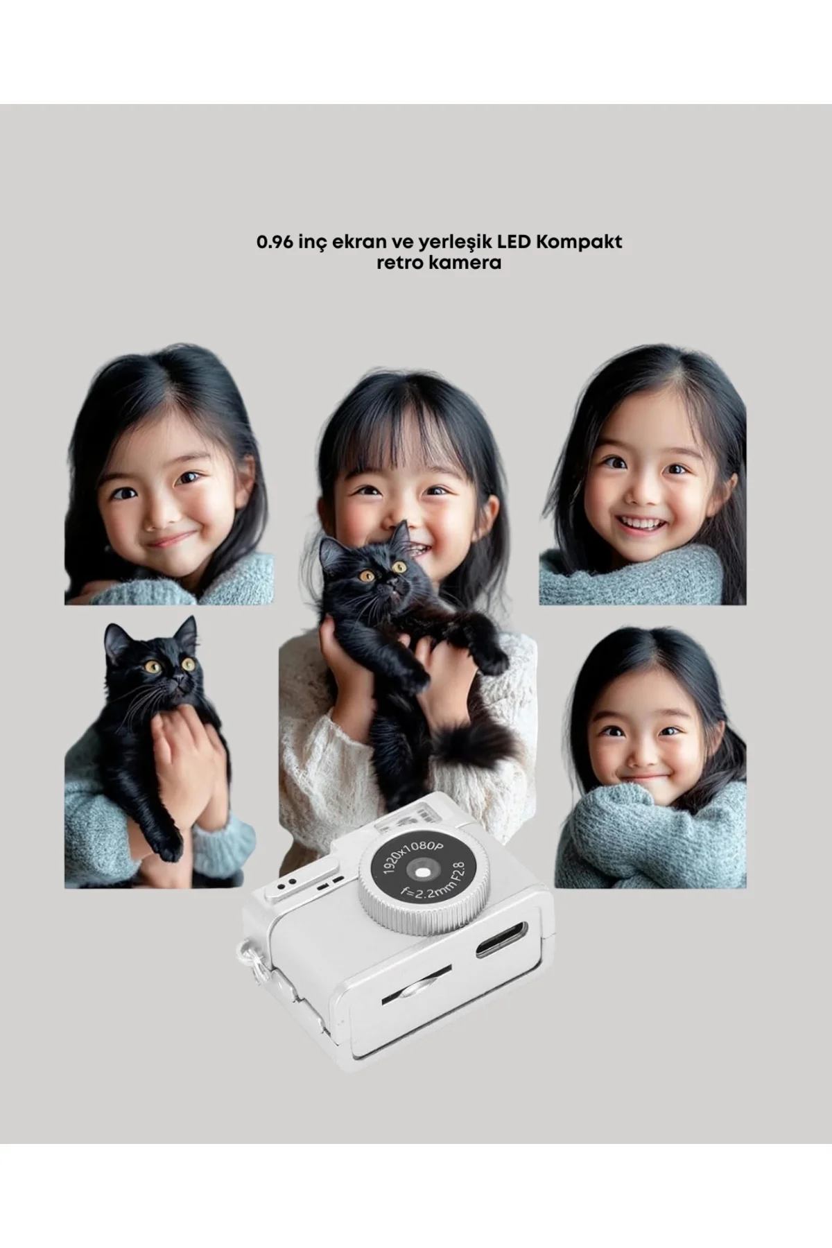 Taşınabilir Cep Boy Dijital Kamera LED Işıklı 1080P Video Çekim