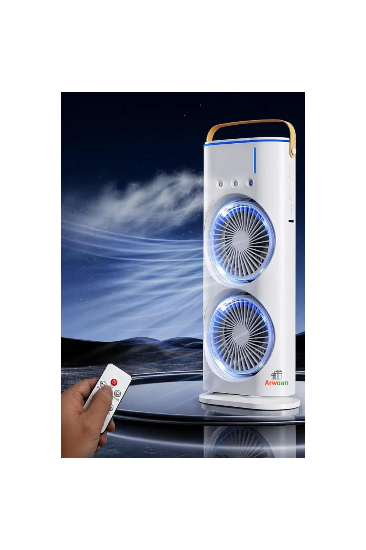 Taşınabilir Çift Kafalı USB Fan Güçlü Üflemeli Masaüstü Soğutucu
