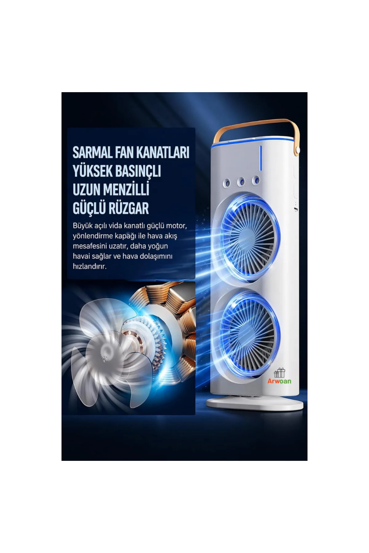 Taşınabilir Çift Kafalı USB Fan Güçlü Üflemeli Masaüstü Soğutucu