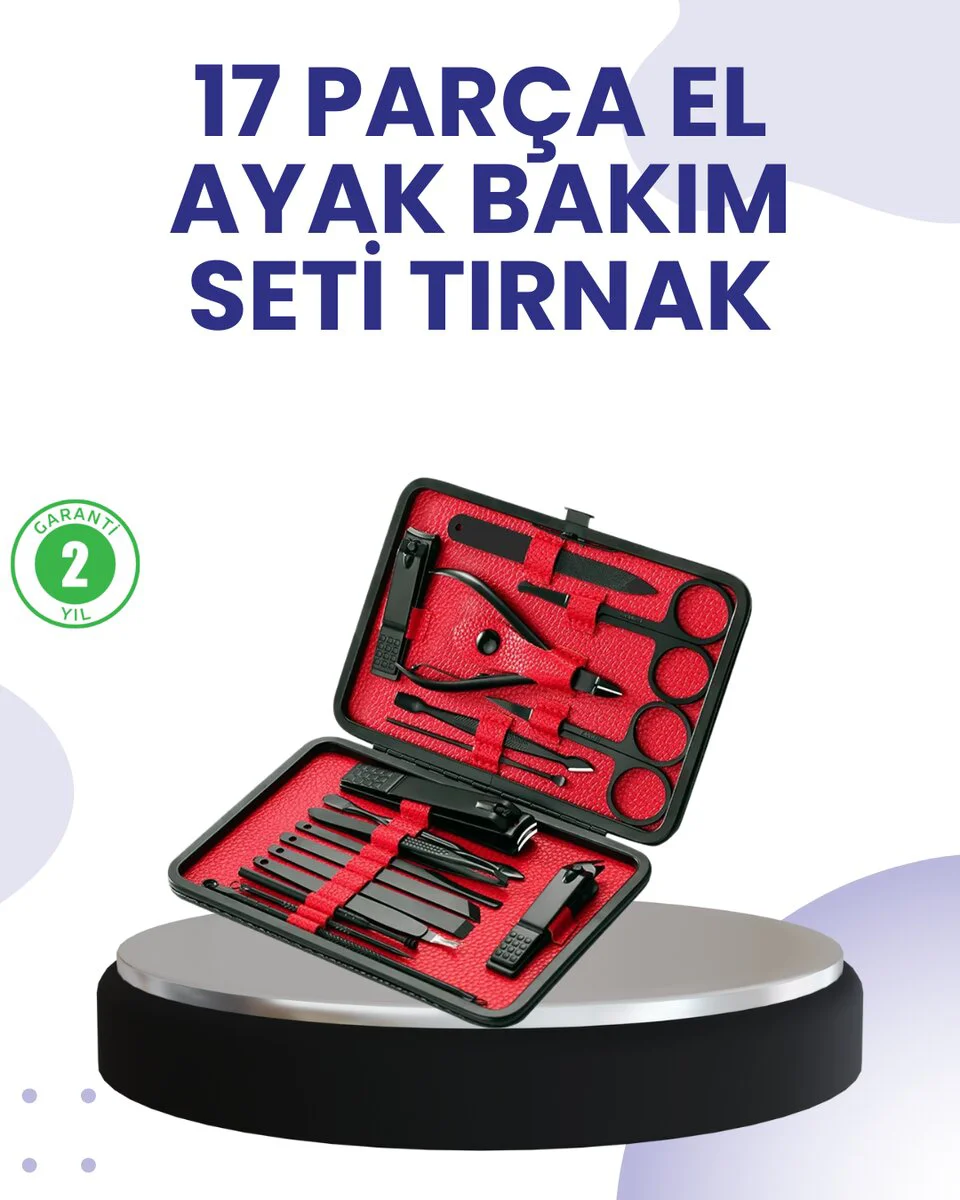 Taşınabilir Deri Kutulu 17 Parça Manikür Seti - Evde Profesyonel Bakım Deneyimi