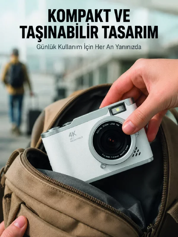 Taşınabilir Dijital Kamera 4K Vlog Makinesi, 48MP Fotoğraf ve Beauty Modu ile Anılarınızı Ölümsüzleştirin