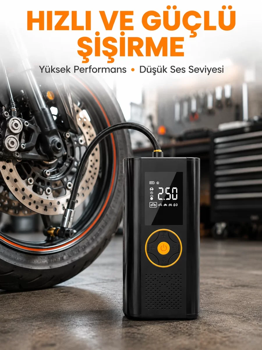 Taşınabilir Dijital Lastik Şişirme Cihazı - Güvenli ve Hızlı Acil Durum İçin Yeni Nesil Çözüm