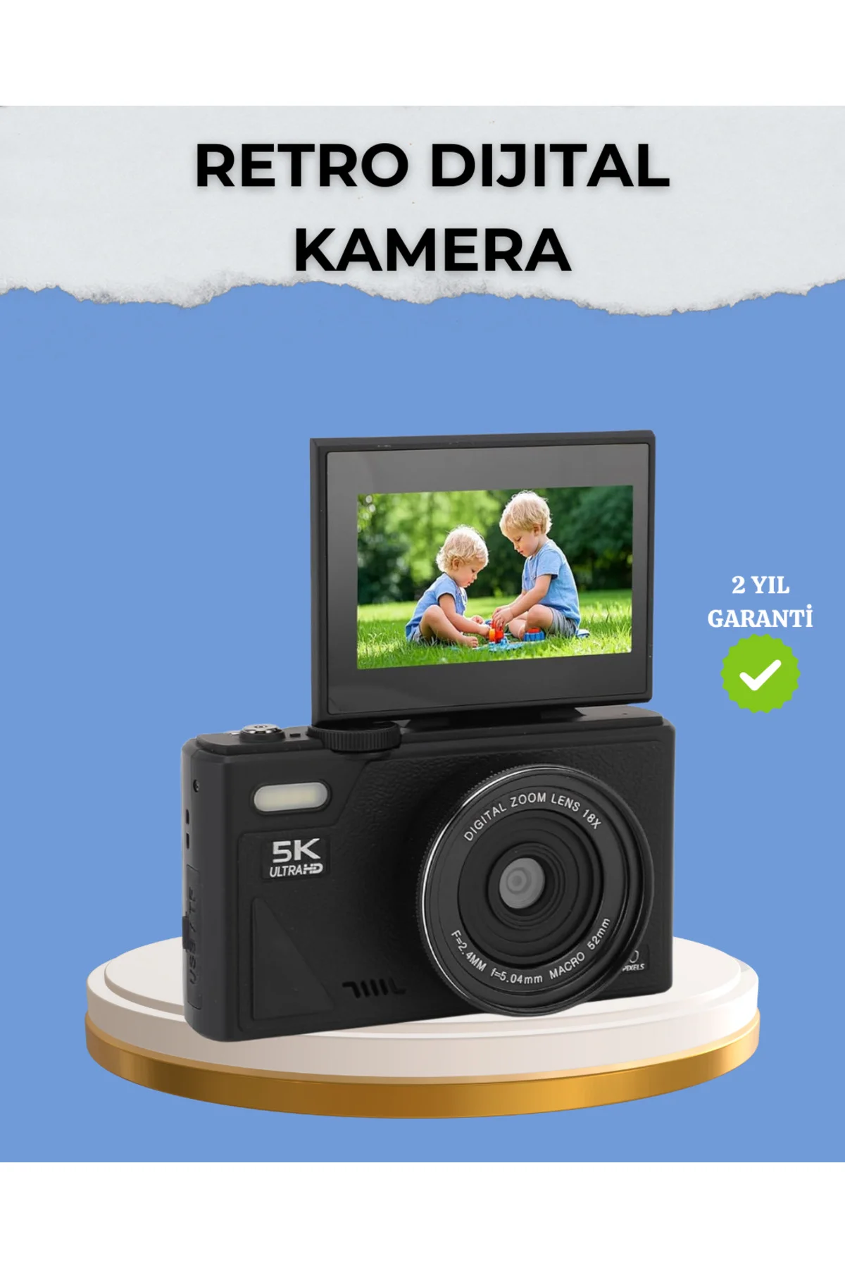 Taşınabilir Dijital Kamera 5K 75MP Stabilizasyonlu 18x Zoom Otofo