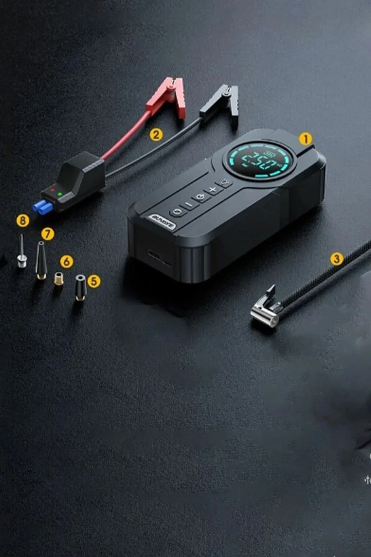 Taşınabilir Dijital Hava Kompresörü ve Powerbank, Tek Kişilik Kullanım İçin 100 Watt Güç