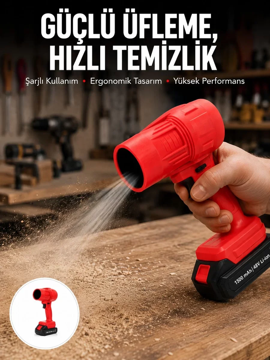 Taşınabilir Elektrikli Hava Üfleme Cihazı - Ev ve Araç Kullanımı İçin Yeni Nesil Kompakt Çözüm