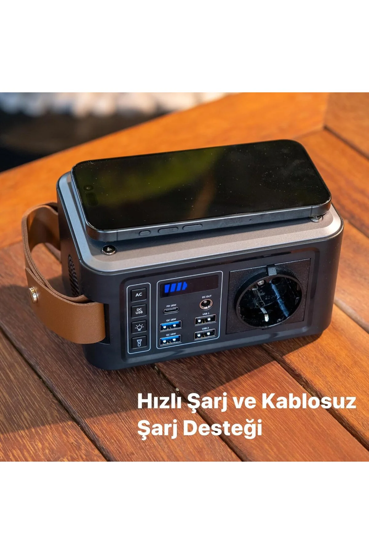 Taşınabilir Güç İstasyonu Kablosuz Hızlı Şarj Cihazı Güneş Paneli