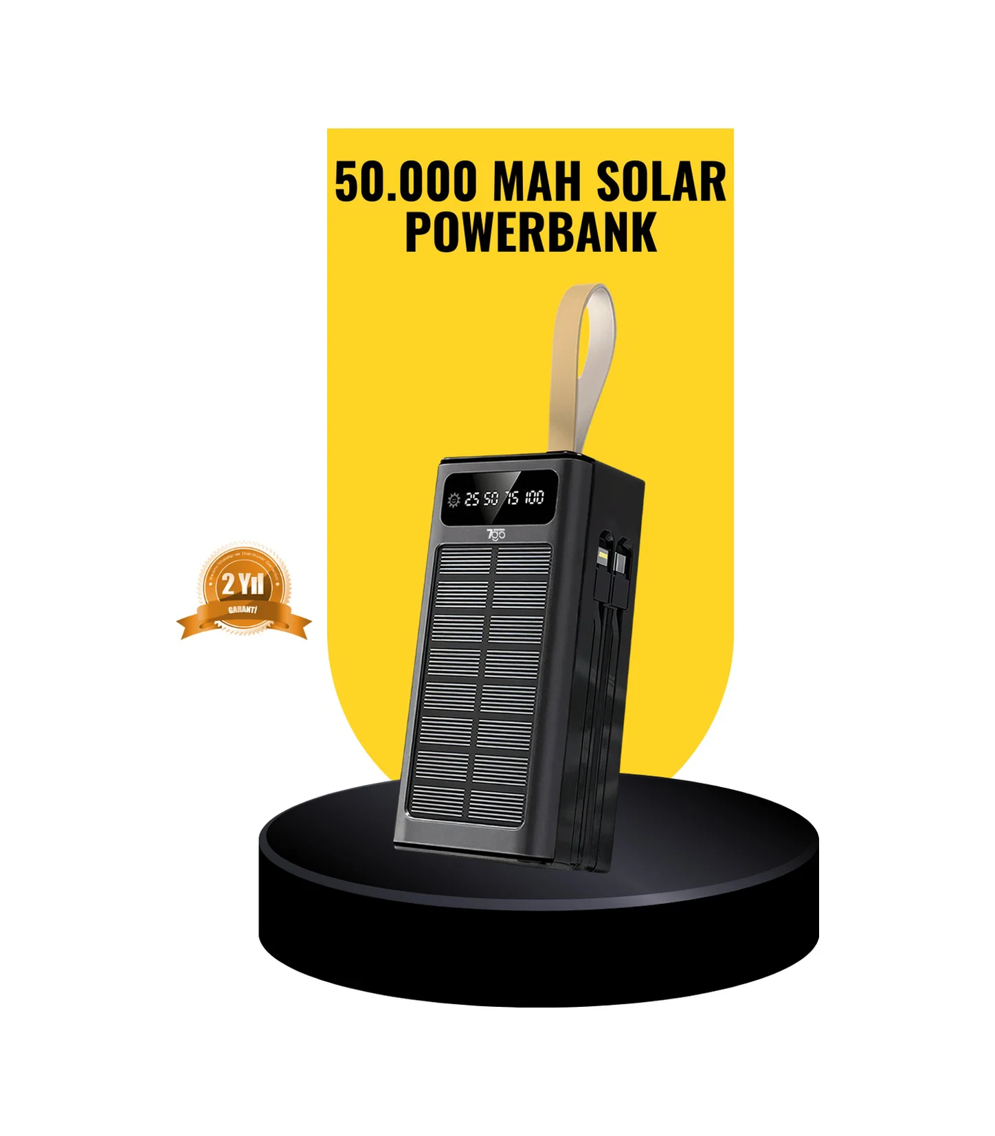Taşınabilir Güneş Panelli Powerbank Çoklu Cihaz Şarj Destekli ren