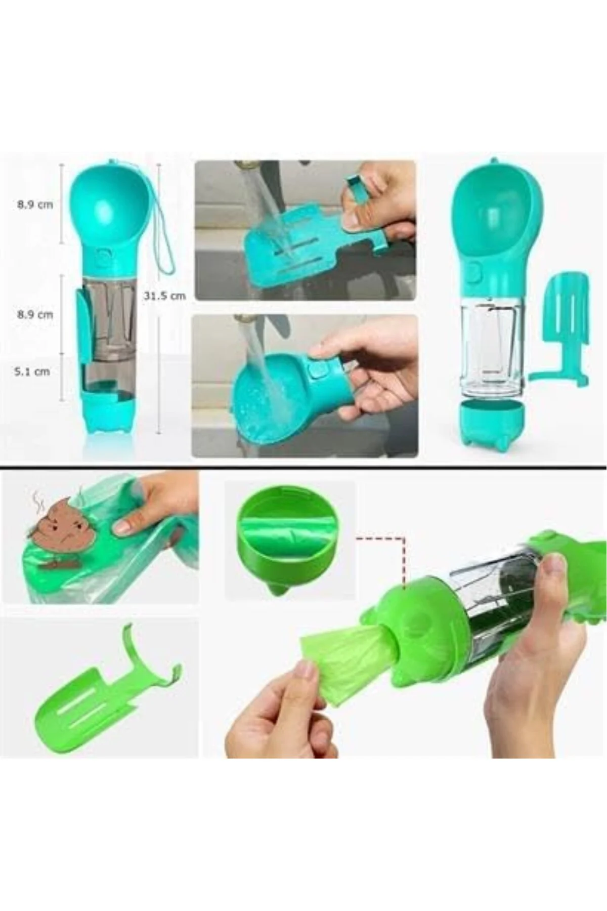 ® Taşınabilir Hazneli Mama Kaplı,Kaka Poşetli Kedi,Köpek Suluğu-3