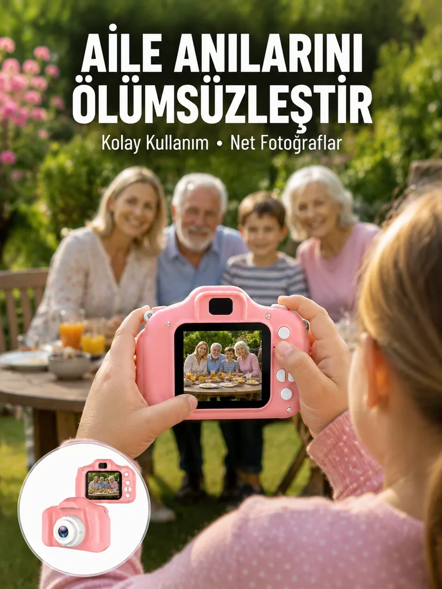 Taşınabilir HD Dijital Kamera Video Kayıt Fotoğraf Çekim USB Bağlantılı Şarjlı Yeni Nesil