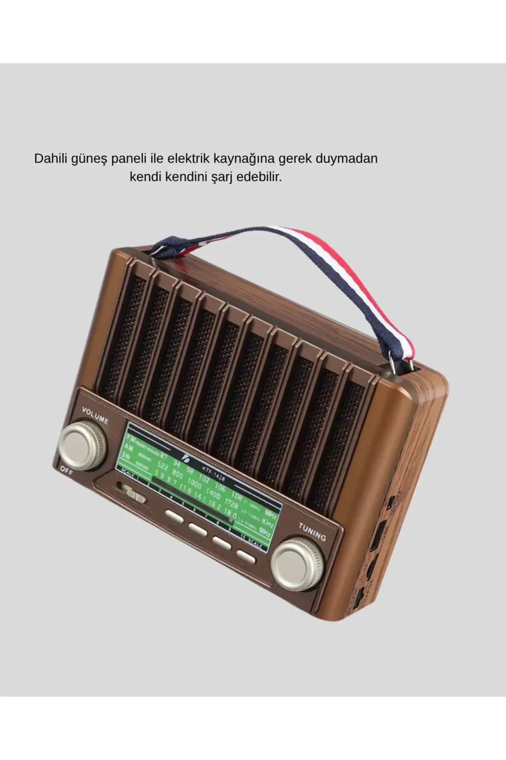 Taşınabilir Hoparlör Güneş Panelli Bluetooth USB SD FM AM SW Rady