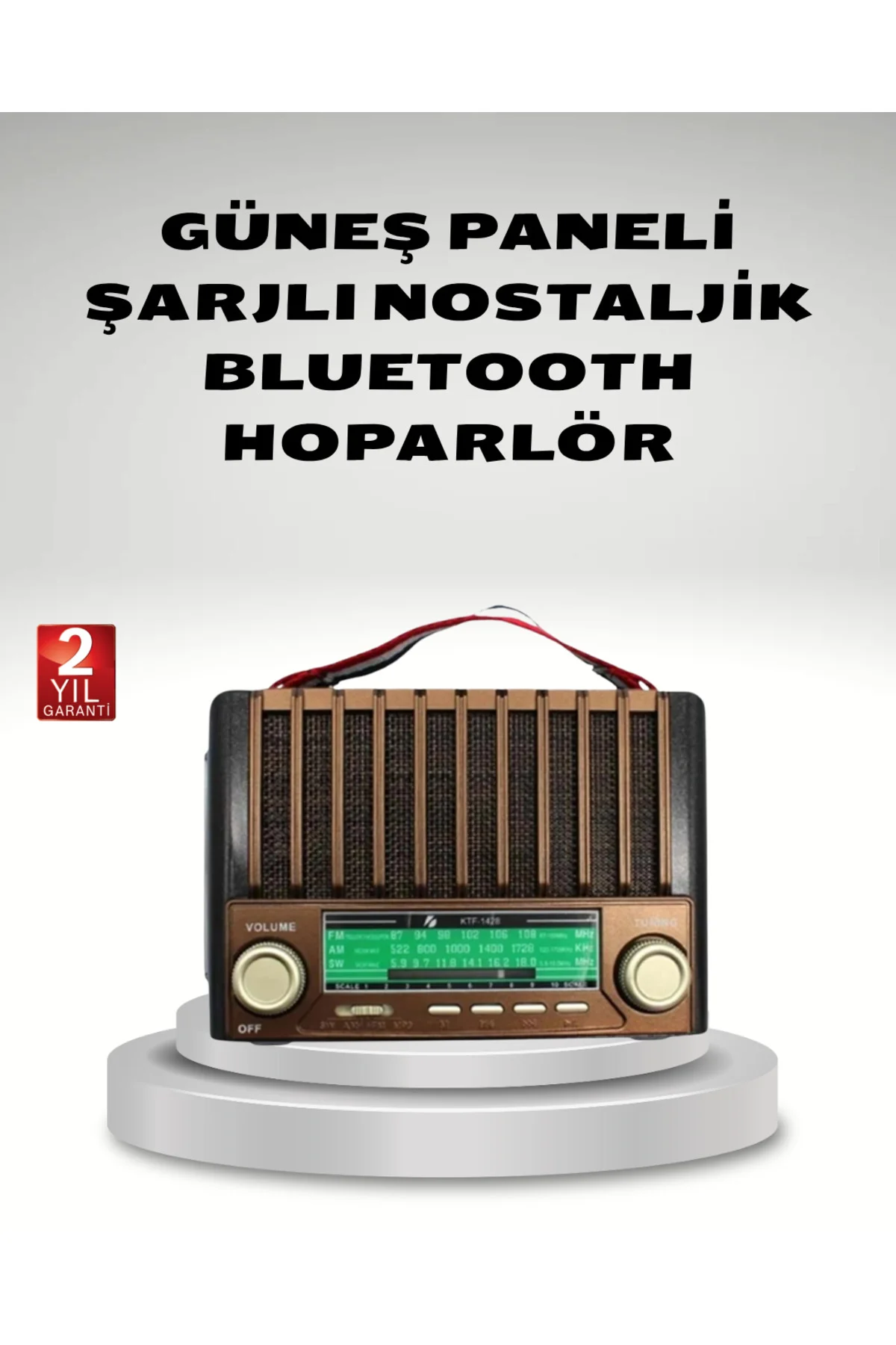 Taşınabilir Hoparlör Güneş Panelli Bluetooth USB SD FM AM SW Rady