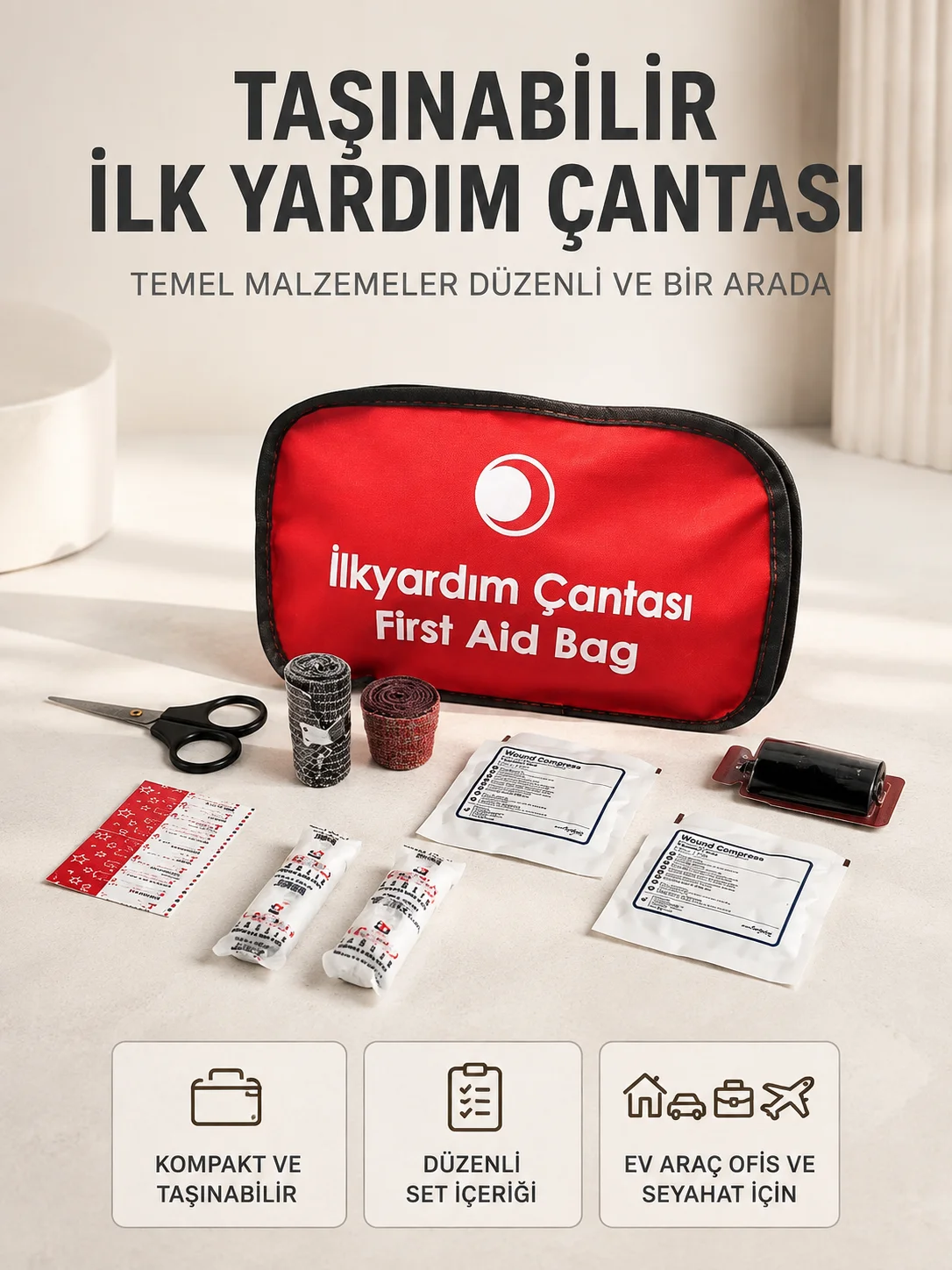 Taşınabilir İlk Yardım Seti Araç Ev Ofis İçin Pratik Çözüm Fiyatı, Yorumları ve Özellikleri