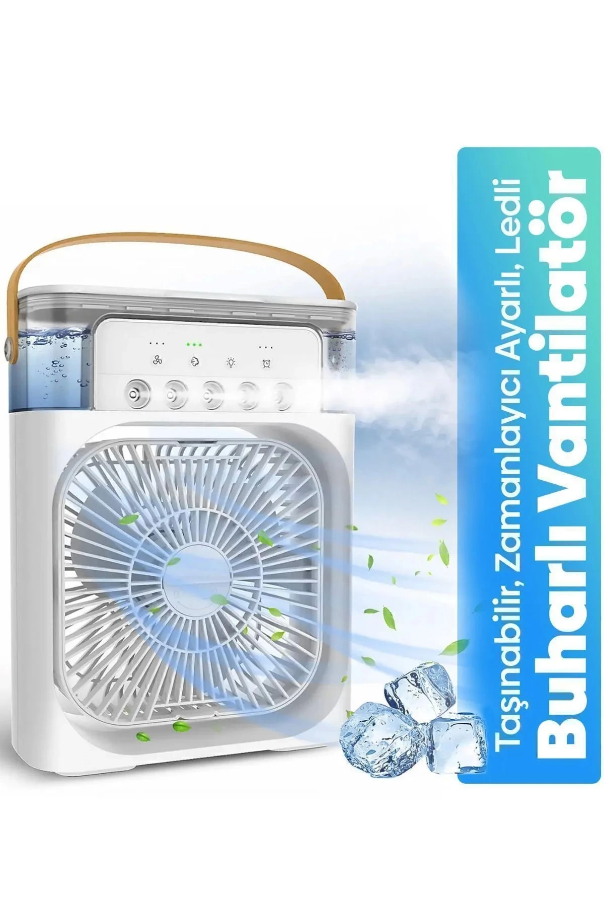 Taşınabilir Işıklı 5 Spreyli Vantilatör Buzlu Buharlı Vantilatör
