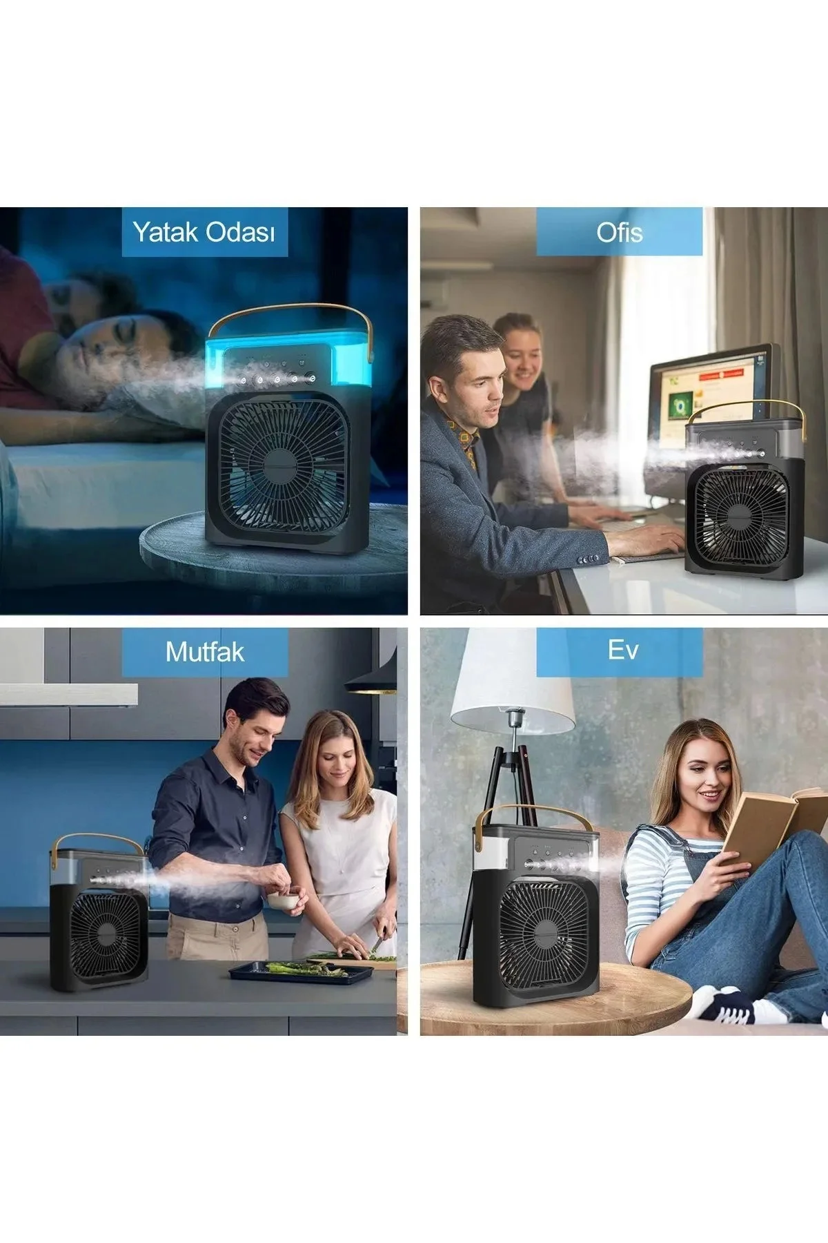 Taşınabilir Işıklı 5 Spreyli Vantilatör Buzlu Buharlı Vantilatör 