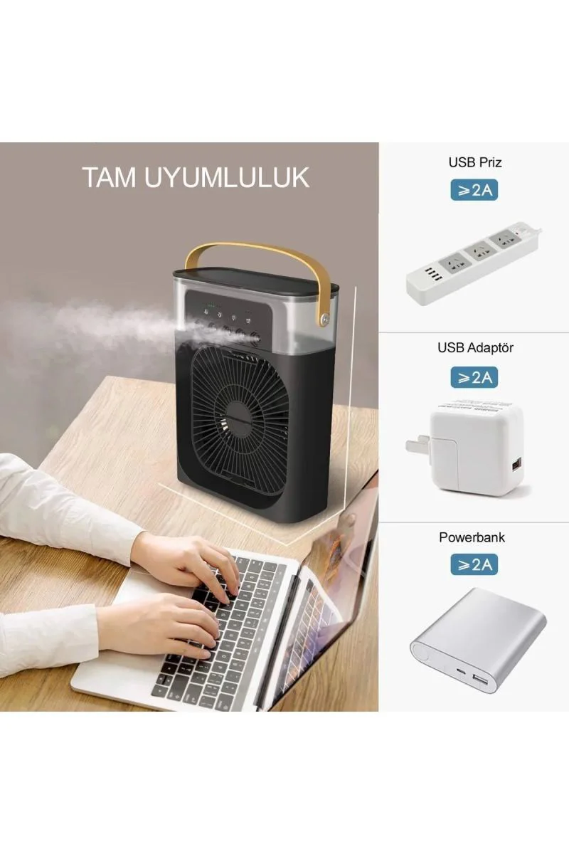 Taşınabilir Işıklı 5 Spreyli Vantilatör - Buzlu Buharlı Mini Fan Nemlendirici Fiyatı, Yorumları ve Özellikleri