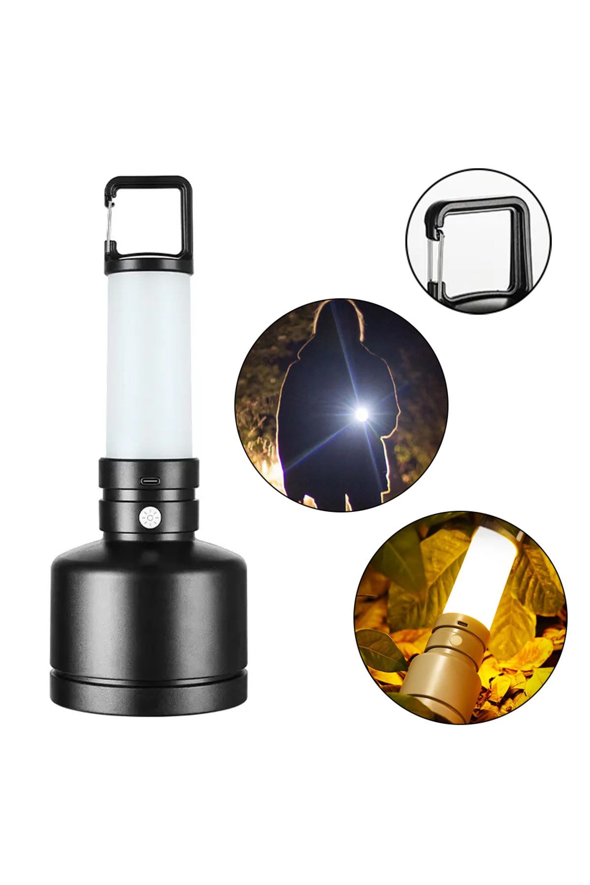 TAŞINABİLİR KAMP FENERİ BEYAZ - SARI TYPE-C ŞARJ GİRİŞLİ 95X250MM