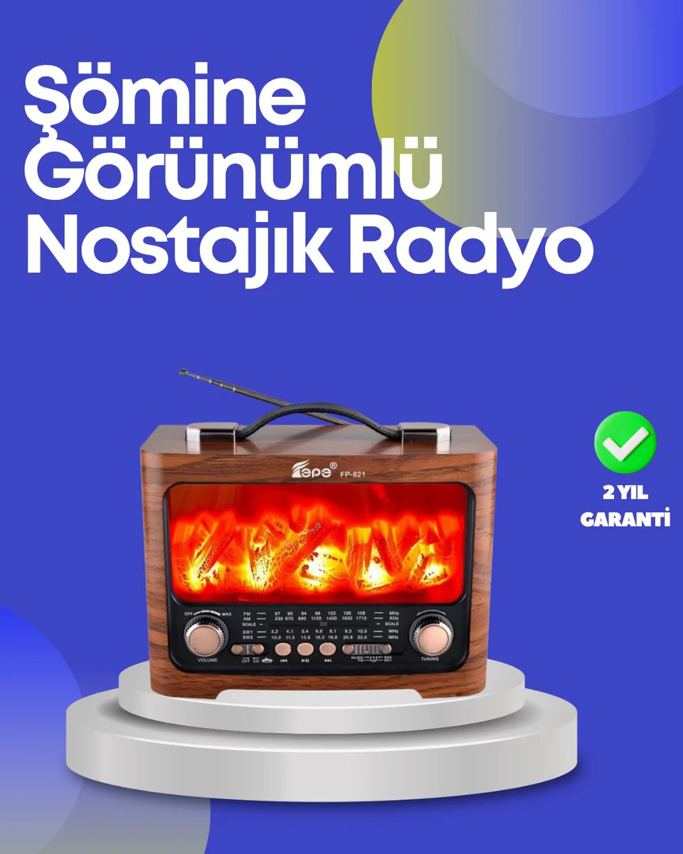 Taşınabilir Kamp Hoparlörü – Solar Şarjlı 7W Güçlü Ses ve Şömine Efekti
