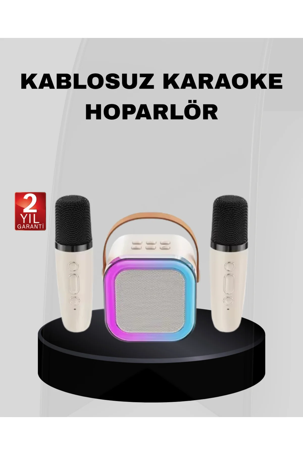 Taşınabilir Karaoke Hoparlör Bluetooth 5.0 ve Çift Mikrofonlu