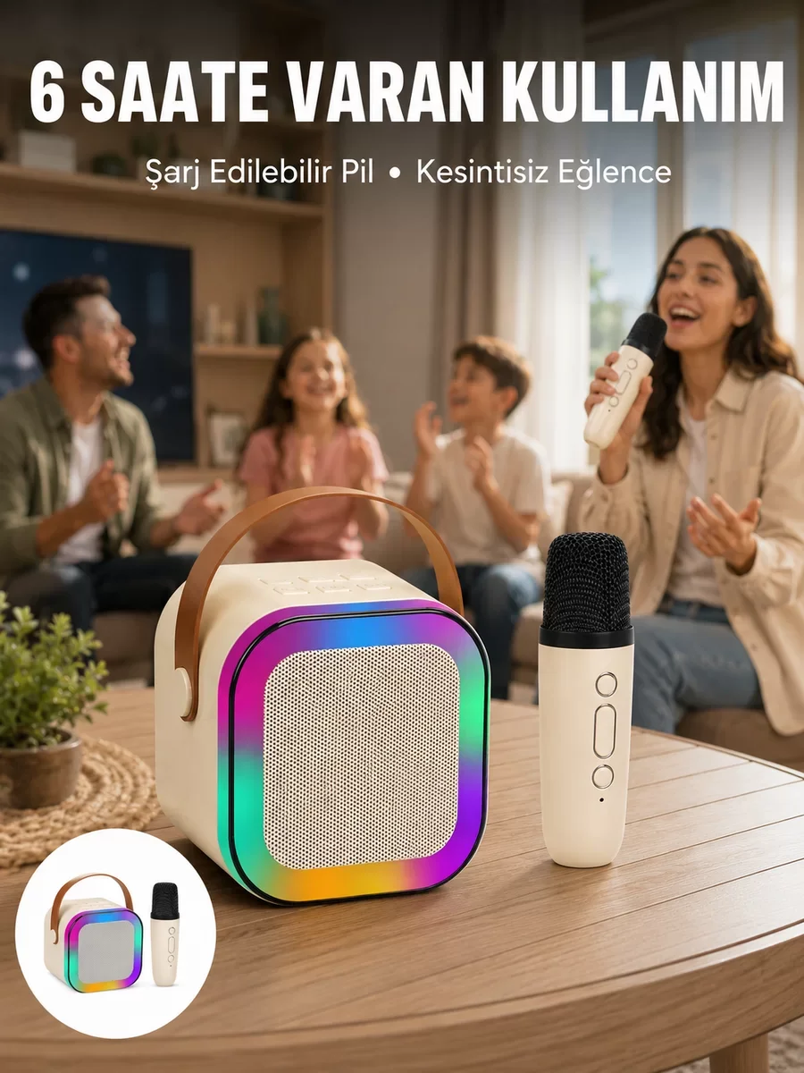 Taşınabilir Karaoke Mikrofon Seti - Bluetooth Hoparlörlü Yeni Nesil