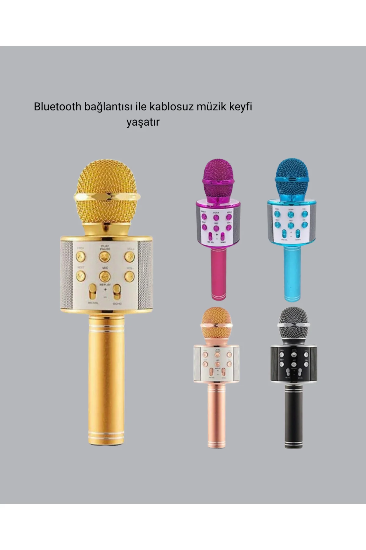 Taşınabilir Karaoke Mikrofon - Bluetooth, USB ve AUX Girişli -