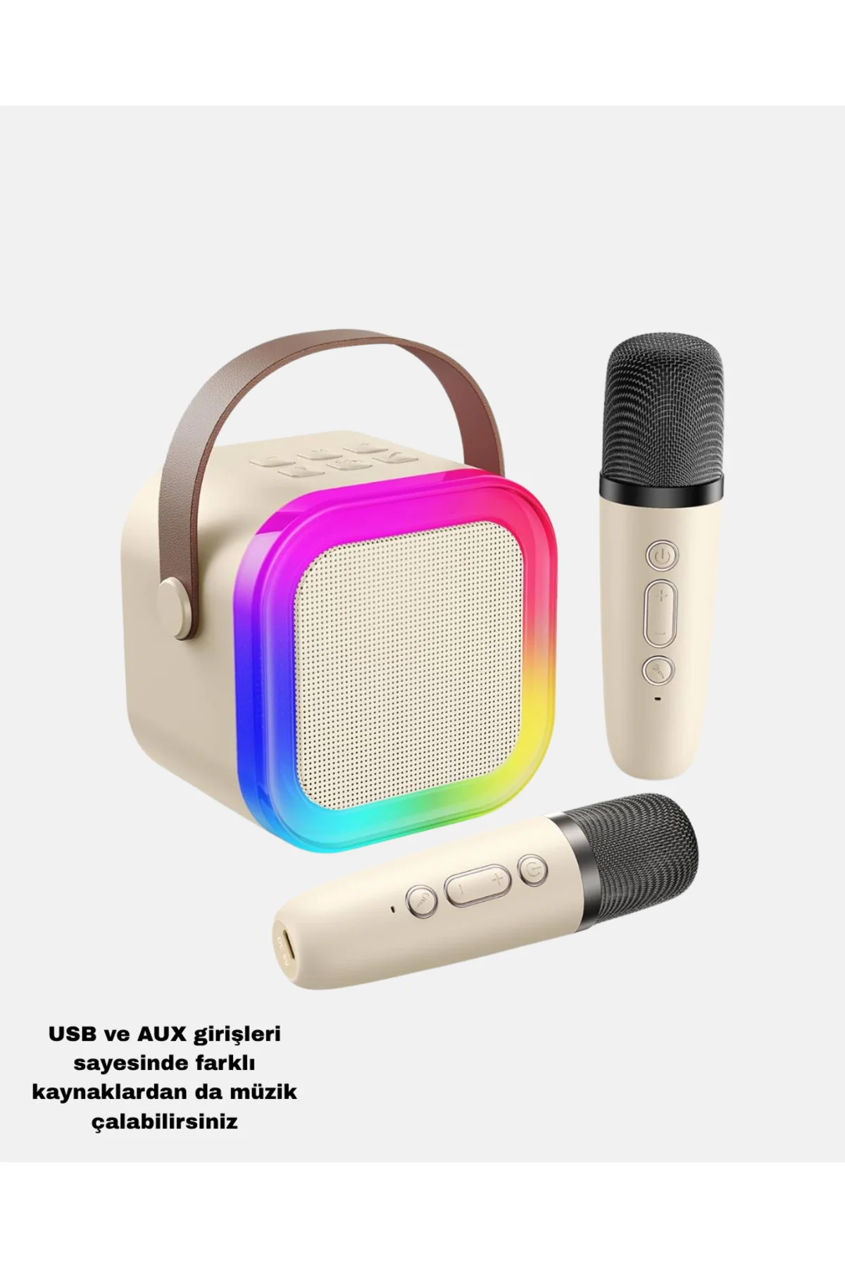 Taşınabilir Karaoke Hoparlör Bluetooth 5.0 ve Çift Mikrofonlu