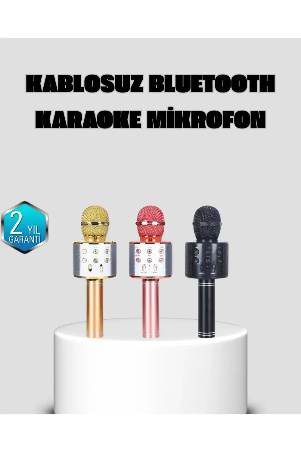 Taşınabilir Karaoke Mikrofon – Bluetooth, USB ve AUX Girişli