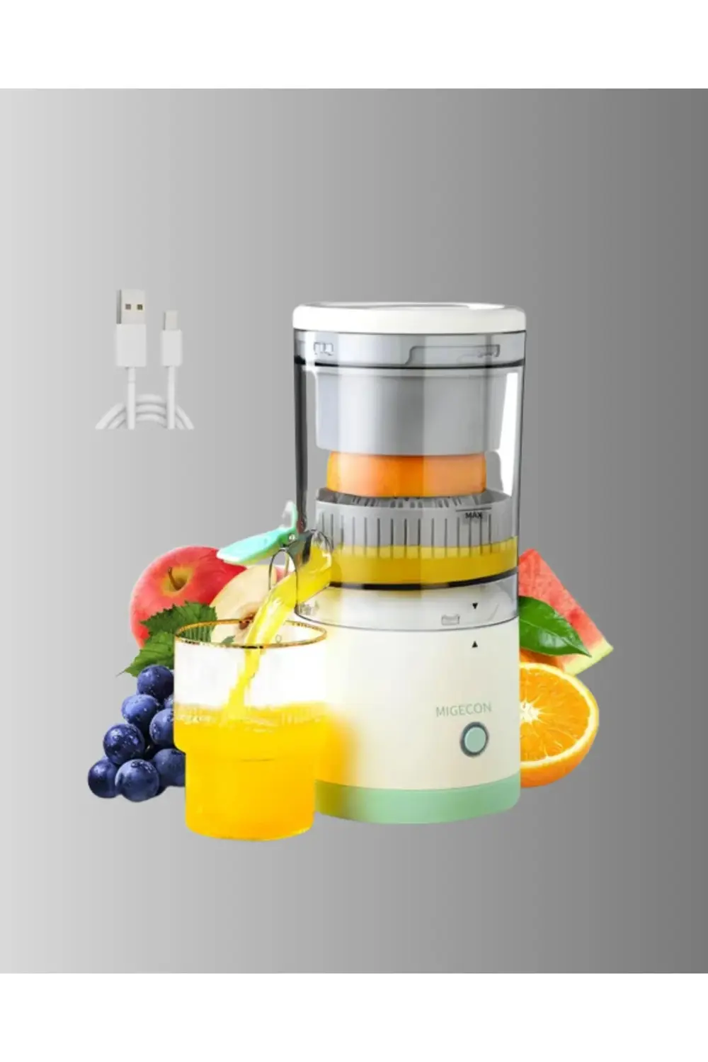 Taşınabilir Katı Meyve Sıkacağı – 45W Güçlü Motor, Çift Kesici Bı