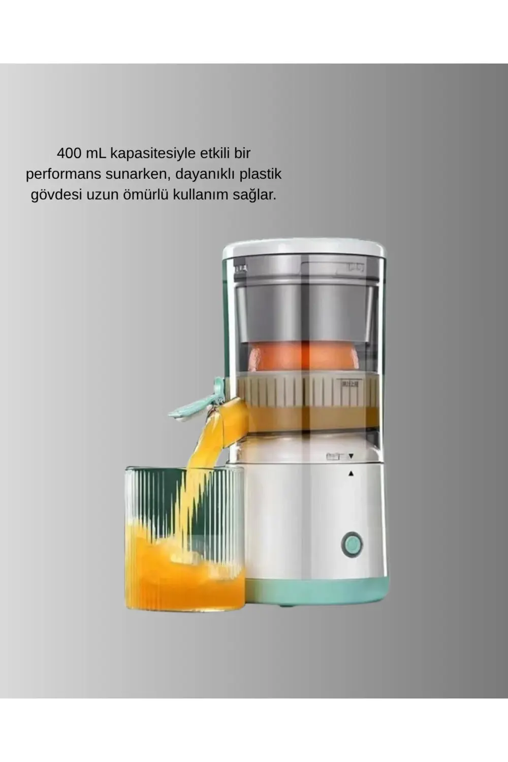 Taşınabilir Katı Meyve Sıkacağı – 45W Güçlü Motor, Çift Kesici Bı