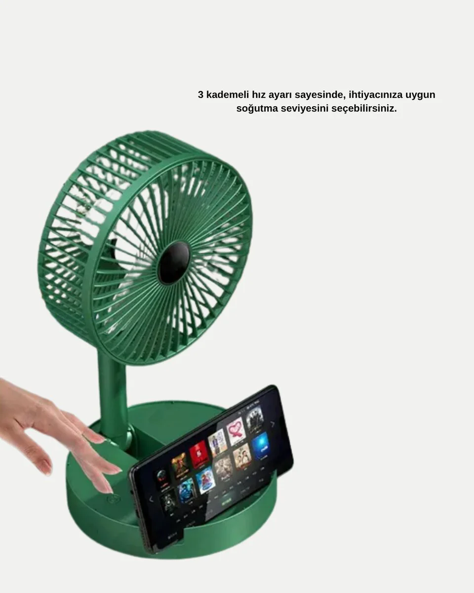 Taşınabilir Katlanabilir Mini Fan 3 Kademeli Şarj Edilebilir
