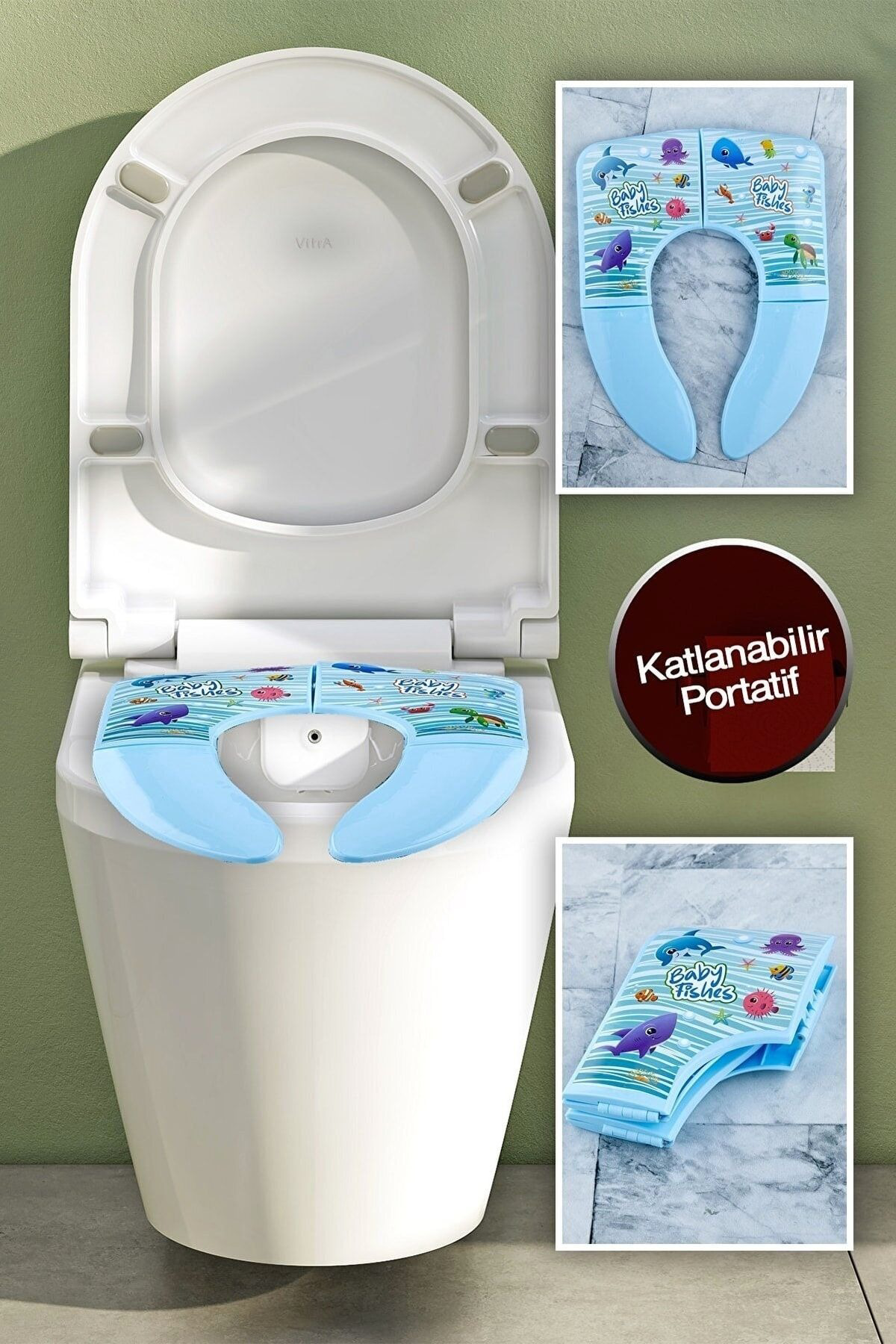 Oyuncak Store Taşınabilir Katlanabilir Çocuk Klozet Kapağı Adaptörü - Desenli B