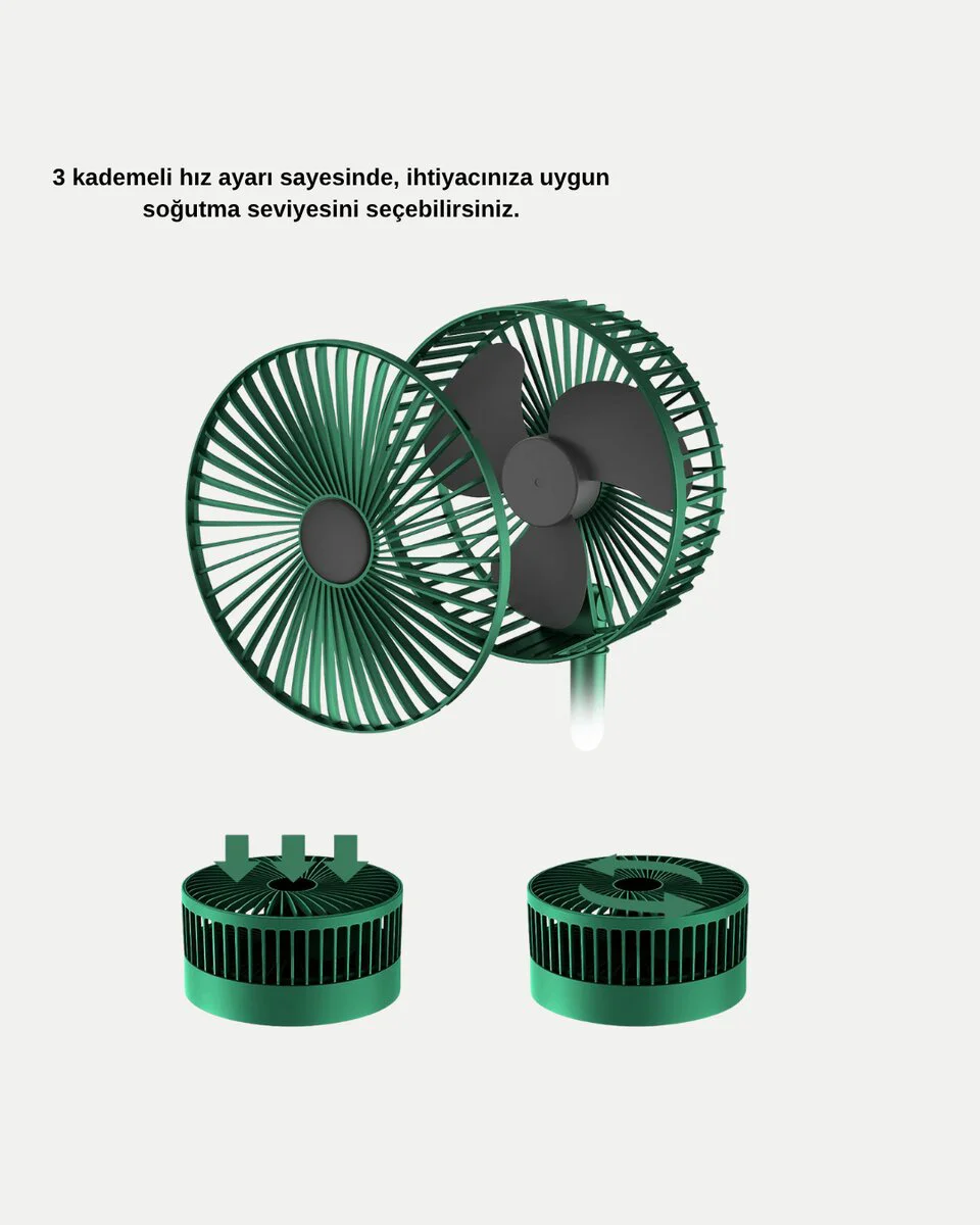 Taşınabilir Katlanabilir Mini Fan 3 Kademeli Şarj Edilebilir - Sıcak Günlerde Serinlik