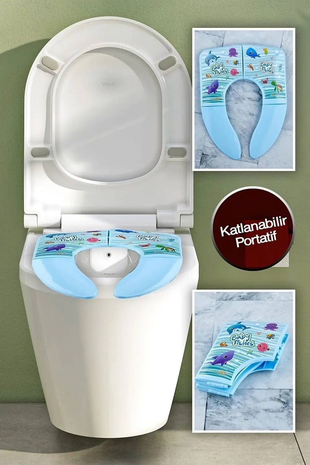 Taşınabilir Katlanabilir Çocuk Klozet Kapağı Adaptörü - Desenli B