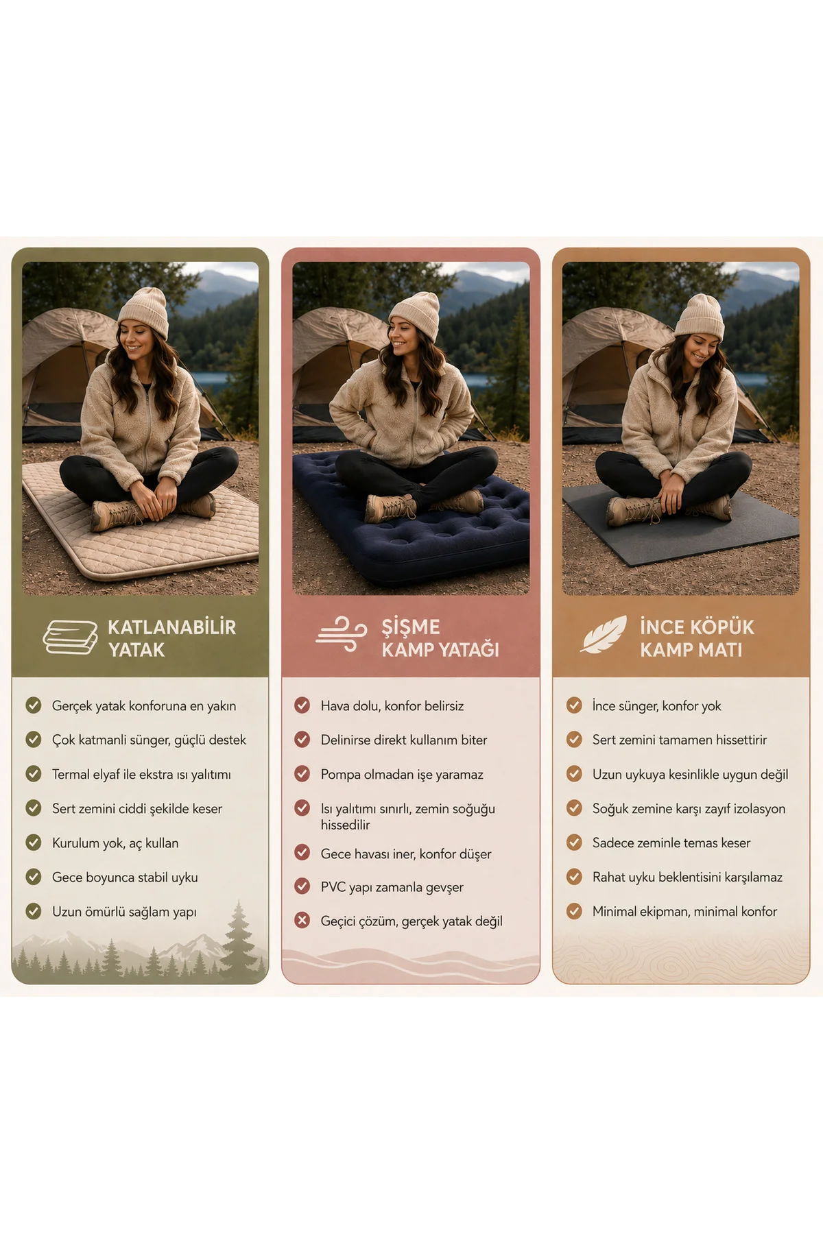 Taşınabilir Katlanır Outdoor Matı, Katlanır Yatak, Karavan Kamp Y