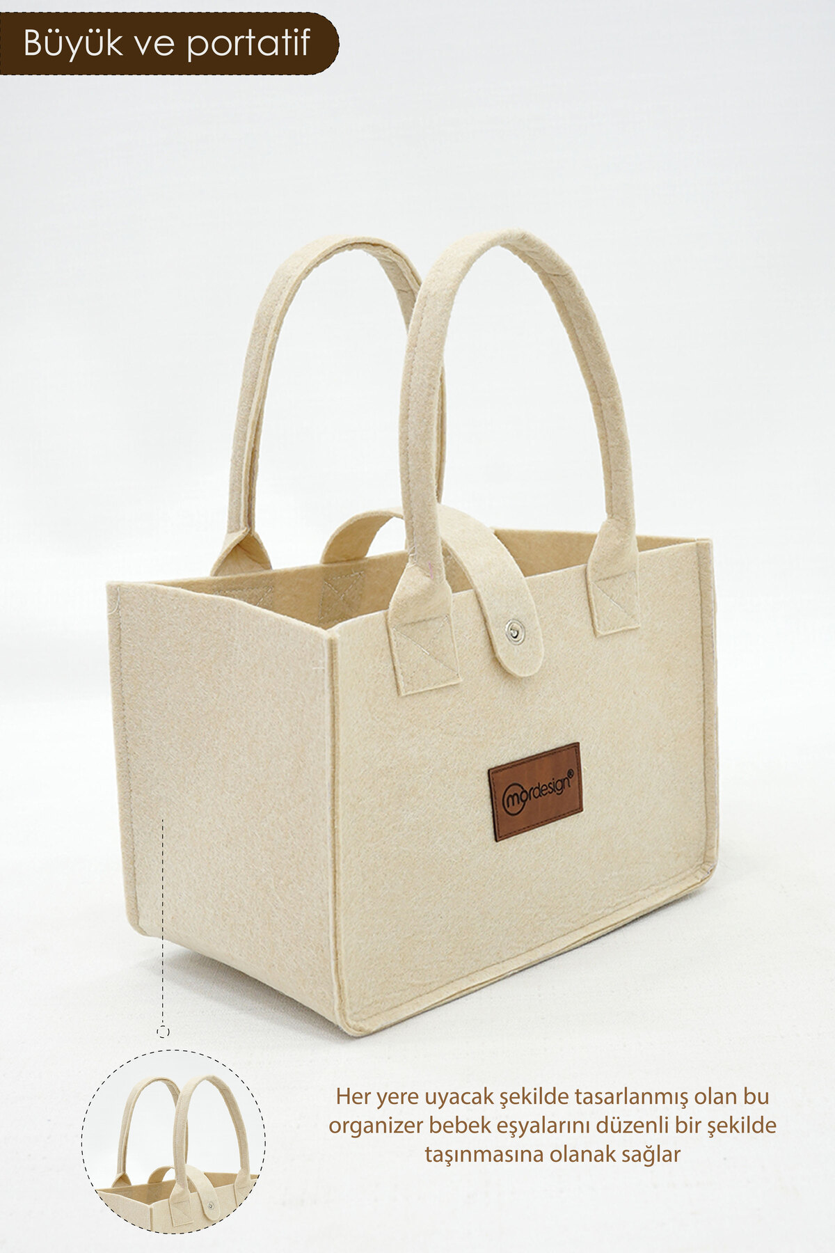 Mordesign Taşınabilir Keçe Çanta | Yenidoğan Alt Açma, Kadın Çantası, Ev &