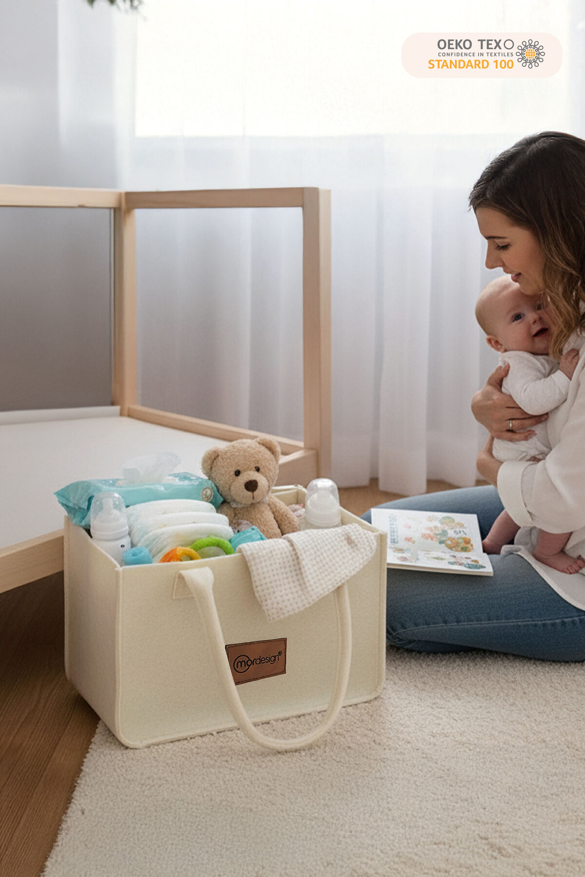 Mordesign Taşınabilir Keçe Çanta | Yenidoğan Alt Açma, Kadın Çantası, Ev &