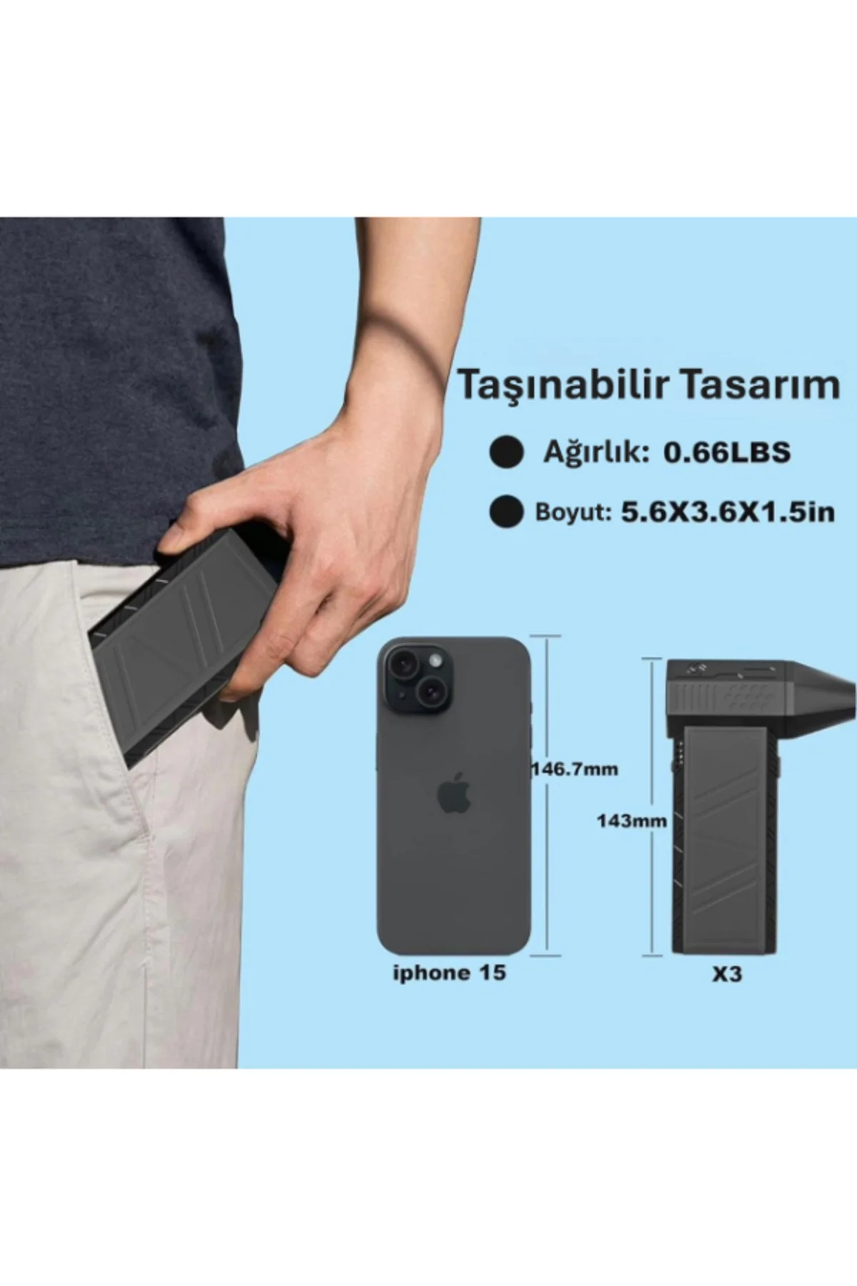 Taşınabilir Kompakt Jet Fan – Güçlü Hava Üfleme ile Toz Temizleyi