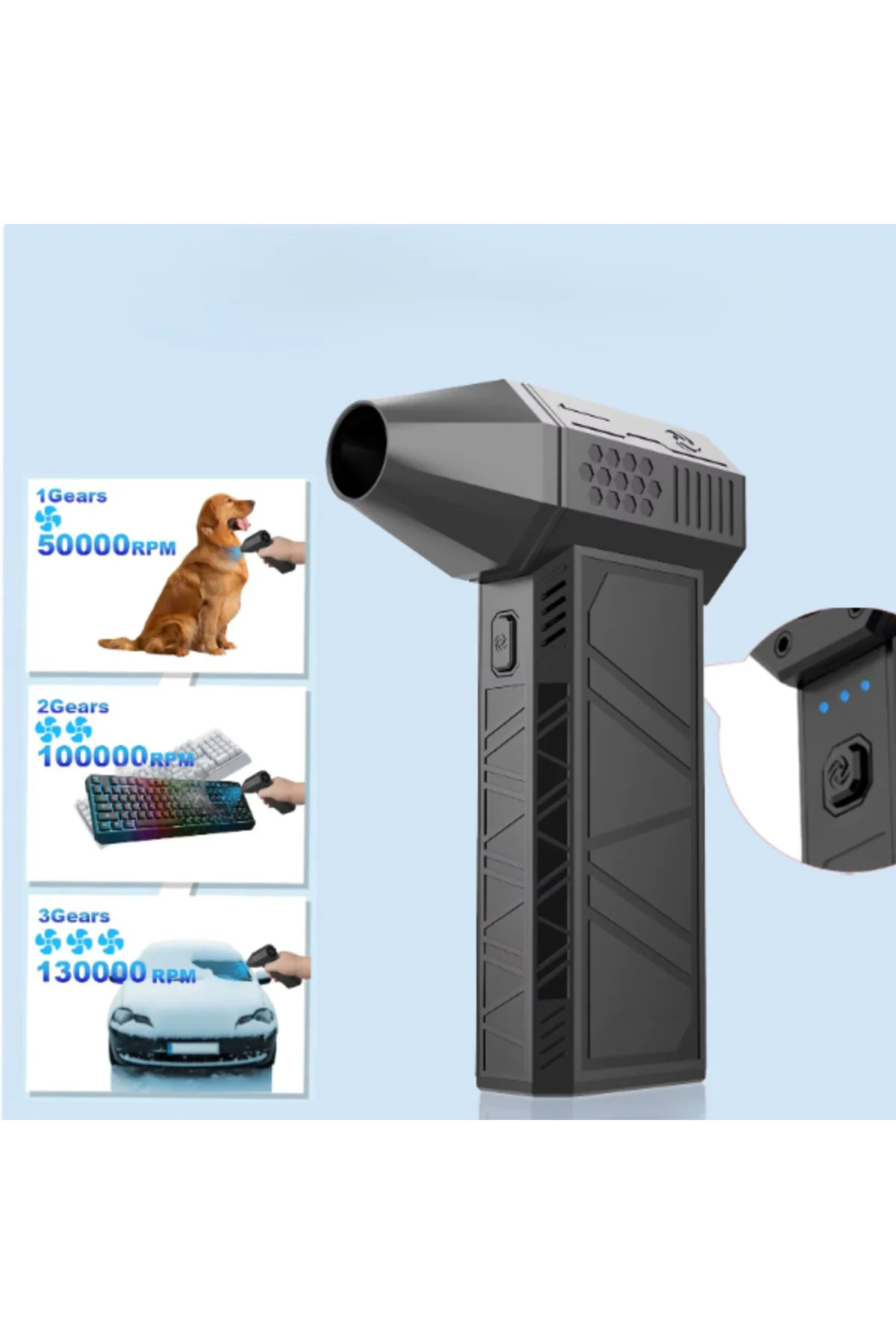 Taşınabilir Kompakt Jet Fan – Güçlü Hava Üfleme ile Toz Temizleyi