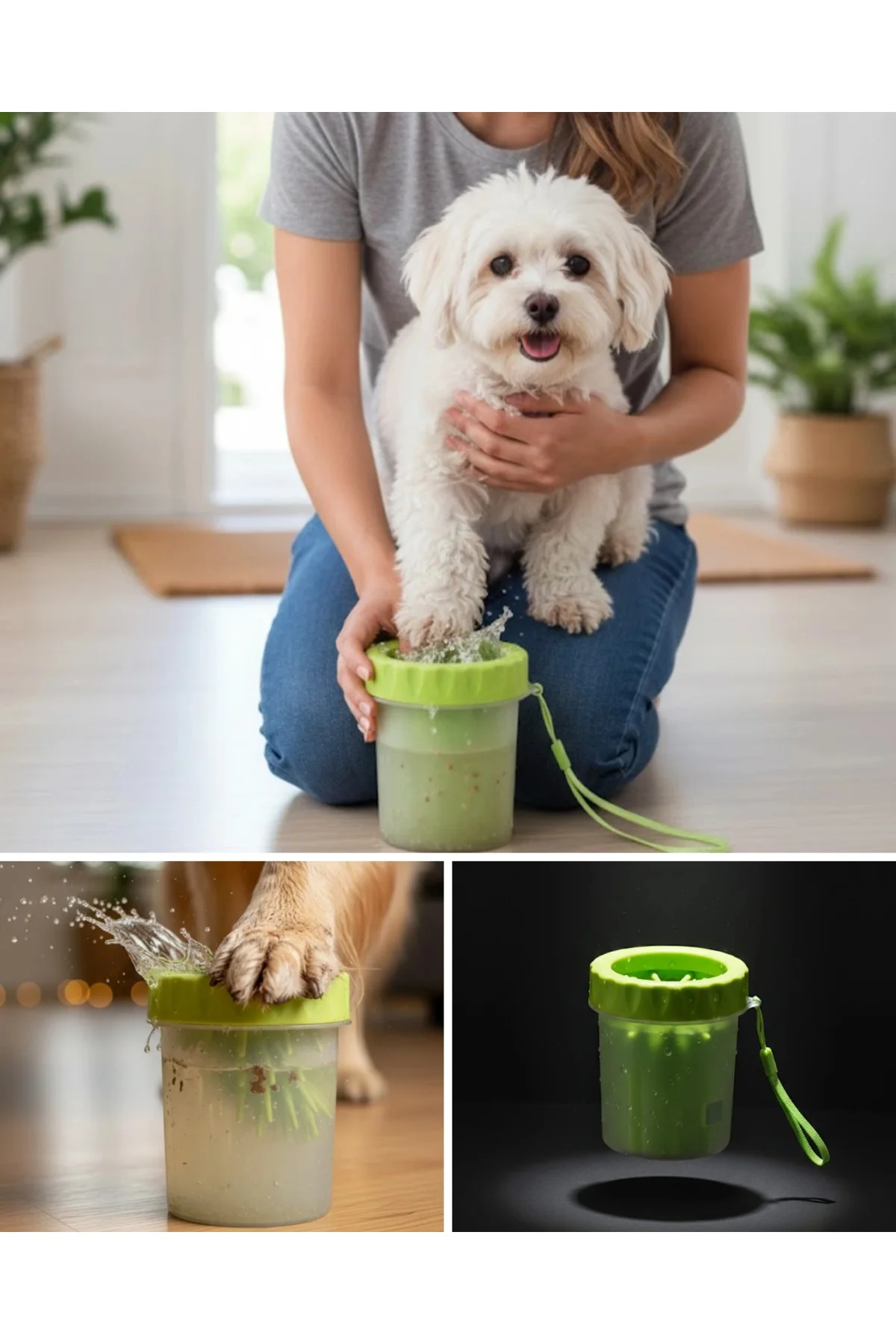 Taşınabilir Köpek Ayak Temizleme Atı Silikon Fırçalı