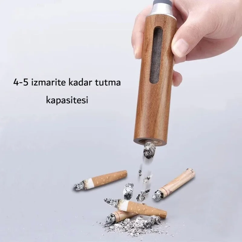 Taşınabilir Küllük - Ahşap Tasarımlı - İzmarit Hazneli