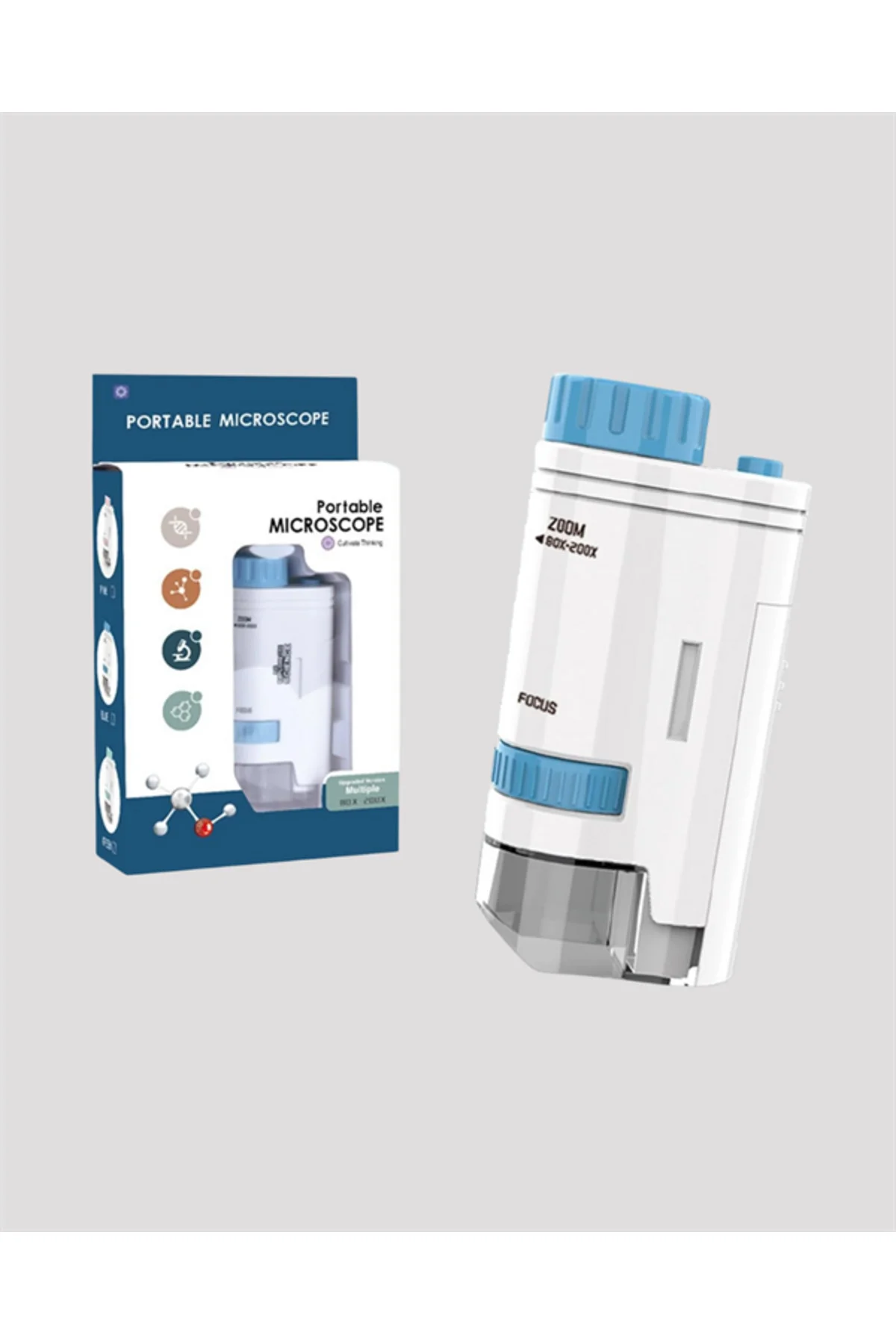 Taşınabilir LED Işıklı Cep Mikroskop – 80X–200X Büyütme - MCT3572