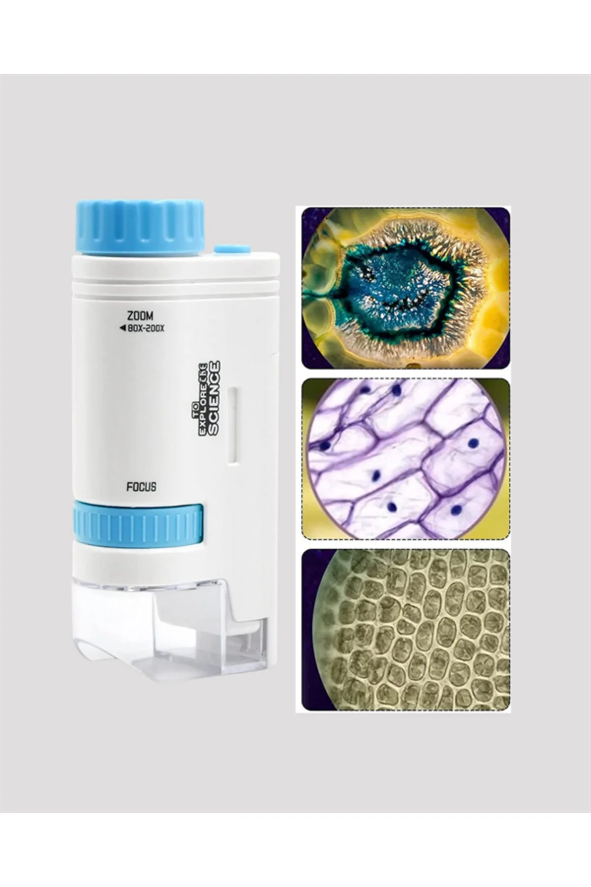 Taşınabilir LED Işıklı Cep Mikroskop – 80X–200X Büyütme - MCT3572