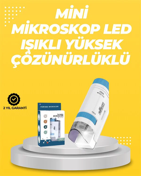 Taşınabilir LED Işıklı Cep Mikroskop – 80X–200X Büyütme