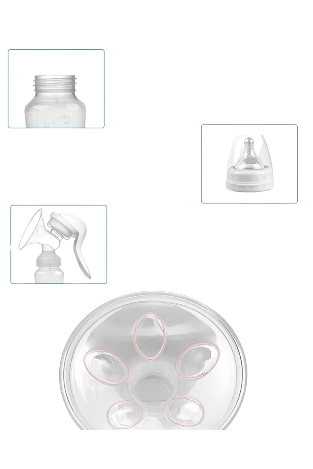 Taşınabilir Manuel Göğüs Pompası Ayarlanabilir Vakumlu 180 ML Şişeli - Lisinya