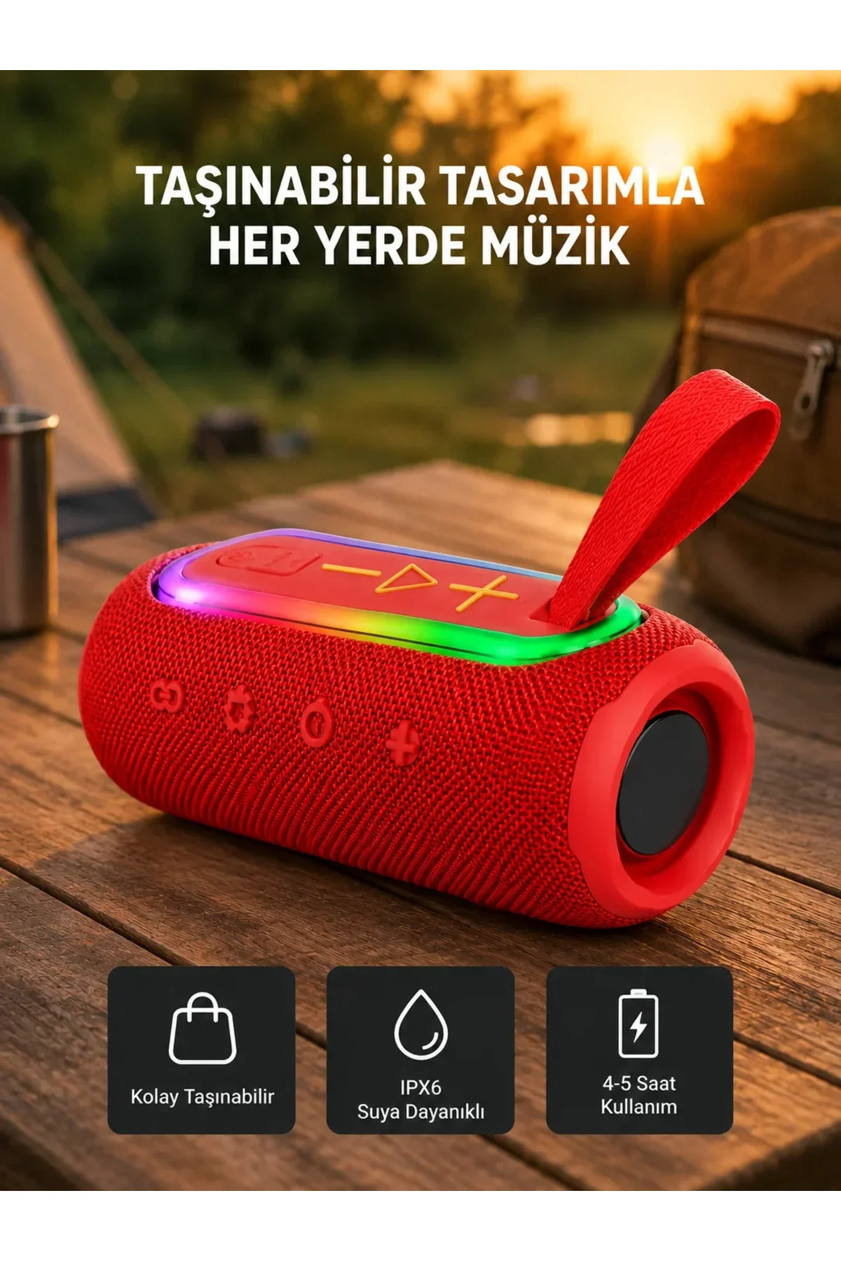 Taşınabilir Mini Bluetooth Hoparlör Güçlü Ses ve Şık Kırmızı Tasarım Taşınabilir Mini Bluetooth Hoparlör Güçlü Ses ve Şık Kırmızı Tasarım